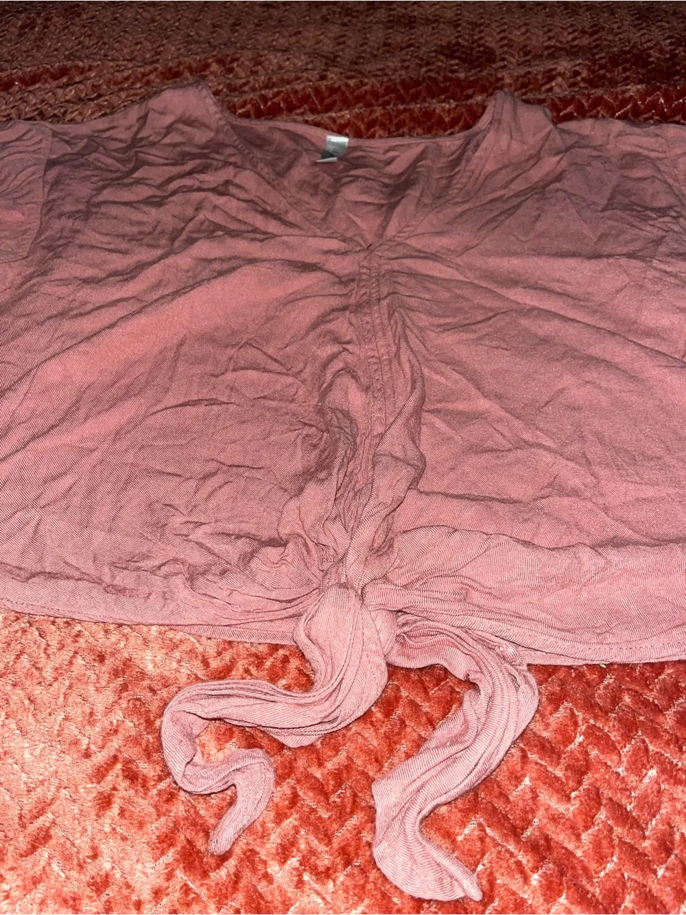 MARINA Dusty Rose Tie-Front Crop Top. Size S - Picture 1 of 4